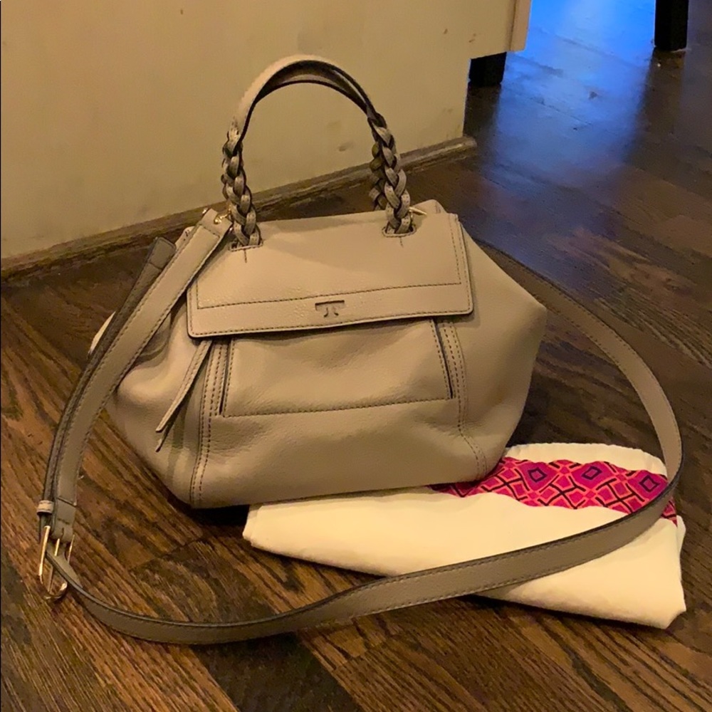 Tory Burch Small Half Moon Satchel French Grey
